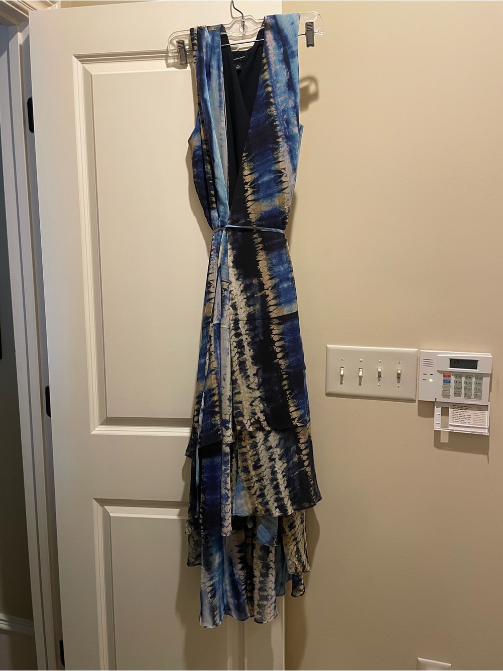 INC International Concepts Blue Tan Pattern Wrap Dress